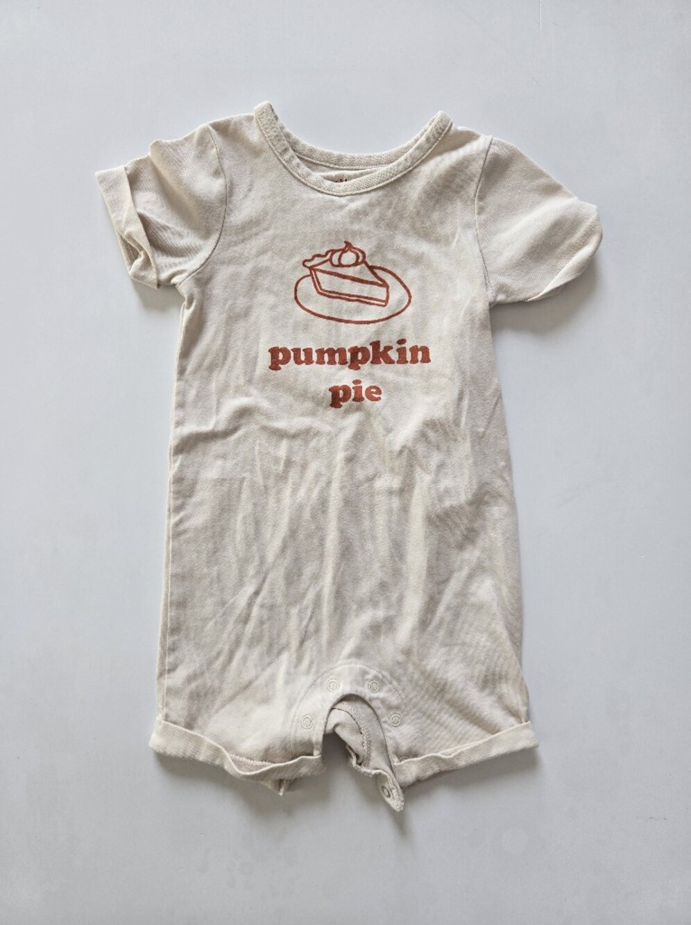 Cat & Jack Cream One-Piece Romper with Pumpkin Pie Graphic 12m